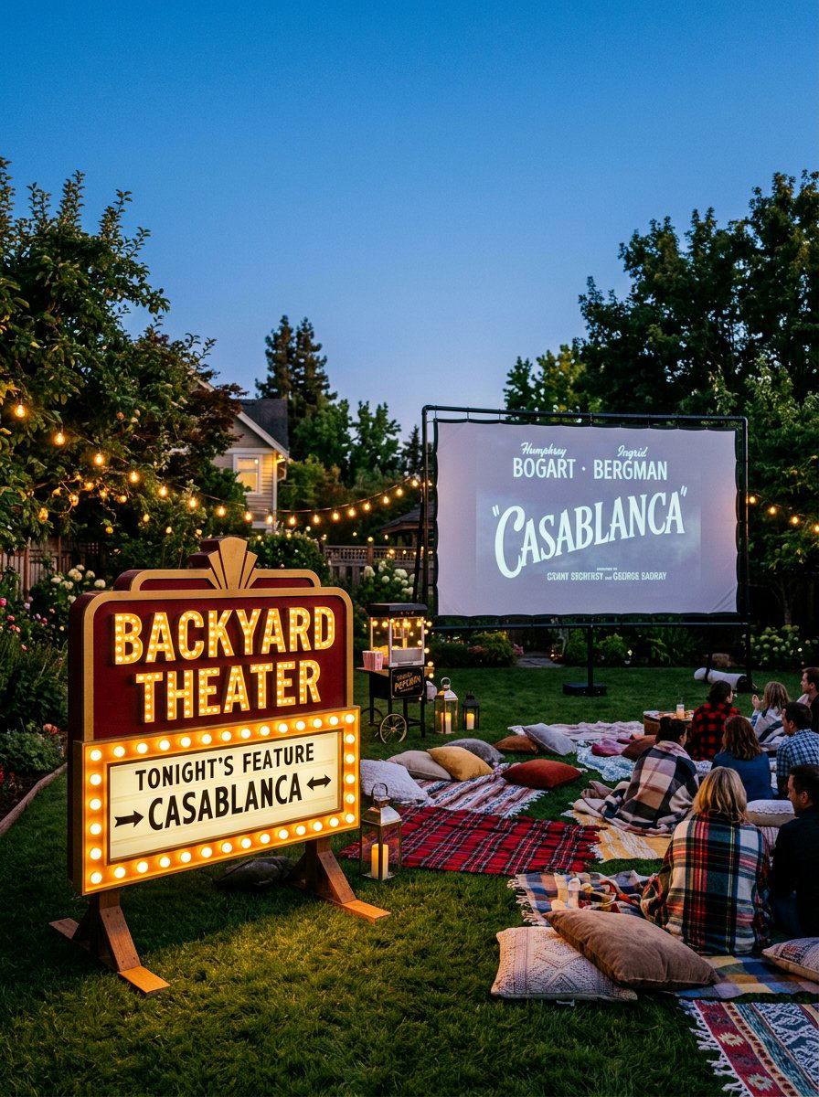Backyard Theater Movie Sign - 25 Pallet Outdoor Sign Ideas