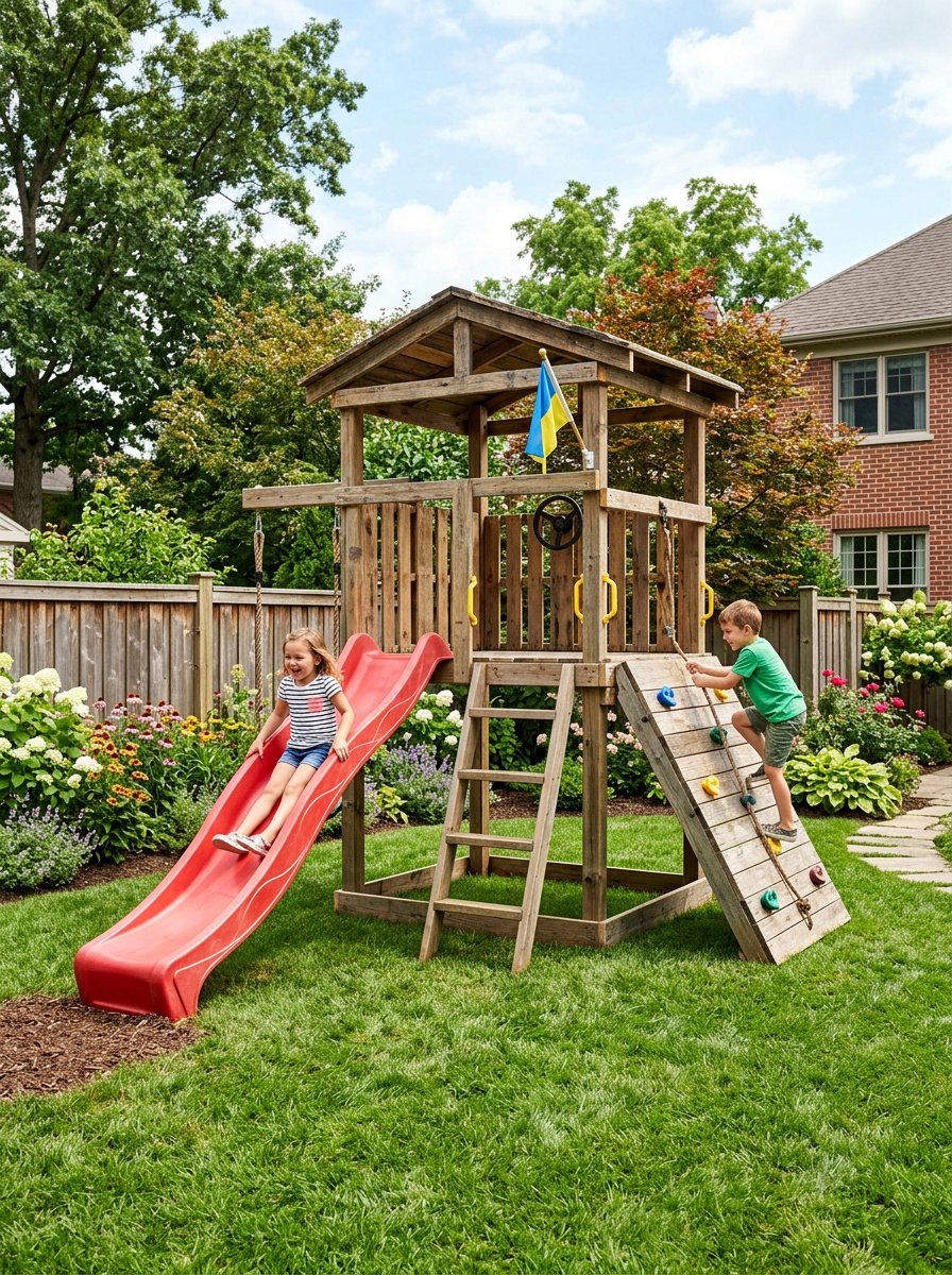 Backyard Wooden Play Set - 25 Pallet Climbing Wall for Kids Ideas