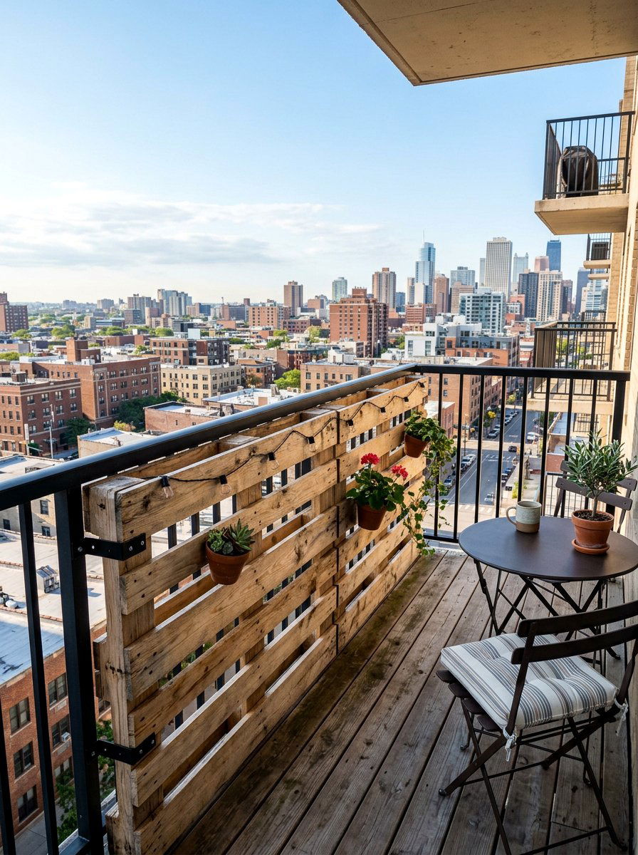 Balcony Pallet Wood Screen - 25 Pallet Privacy Screen Ideas