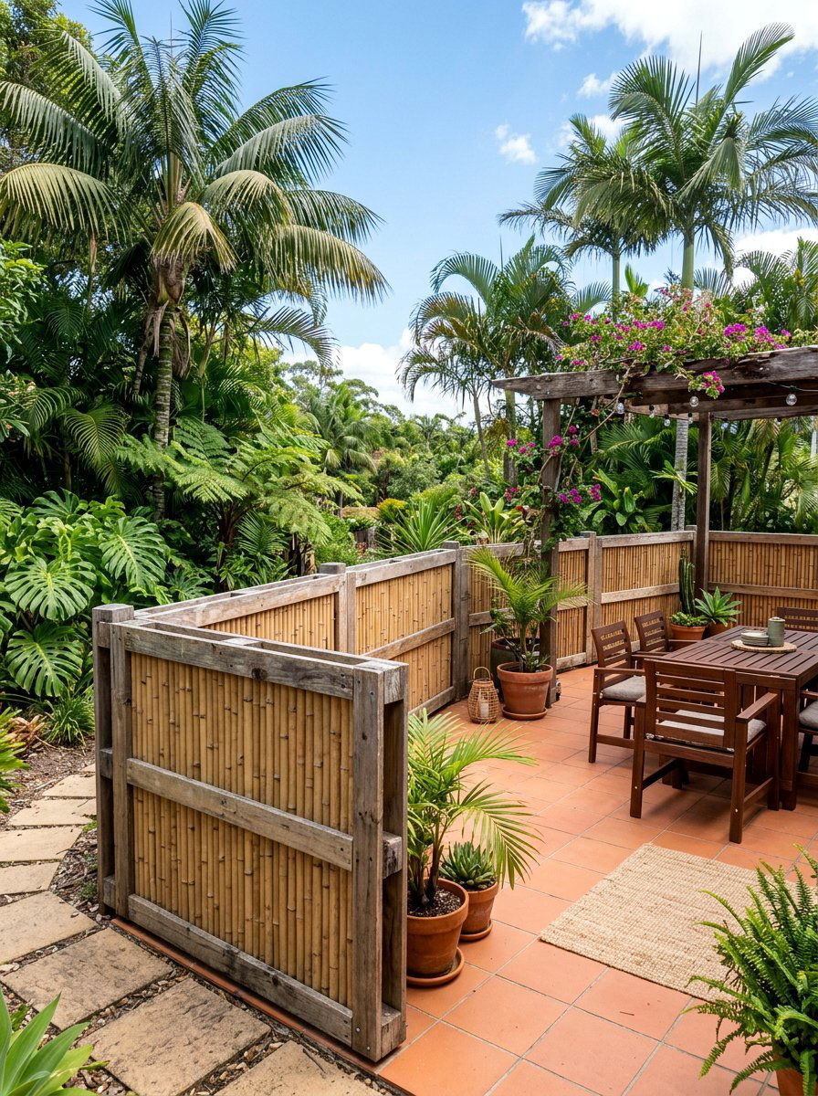 Bamboo And Pallet Mix Fence - 25 Pallet Privacy Screen Ideas