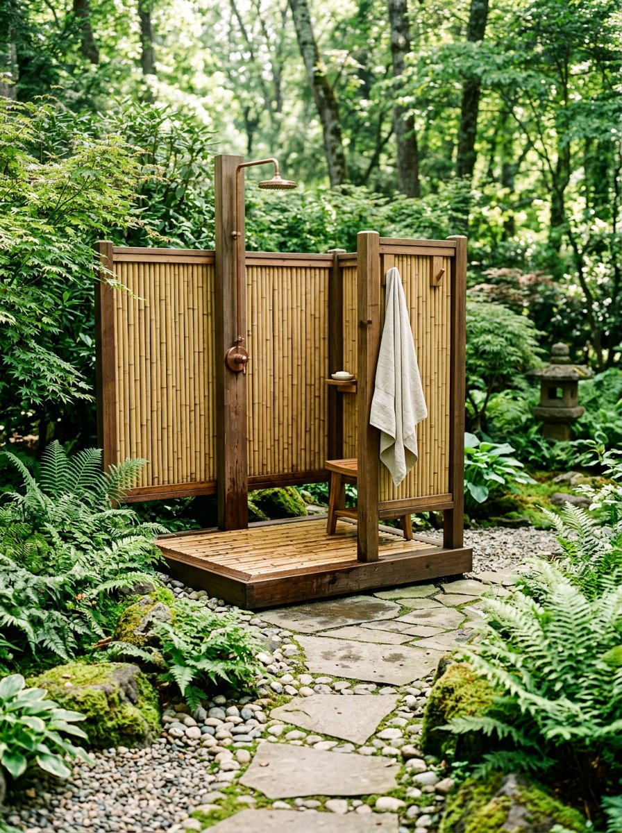 Bamboo Pallet Shower - 25 Pallet Outdoor Shower Ideas