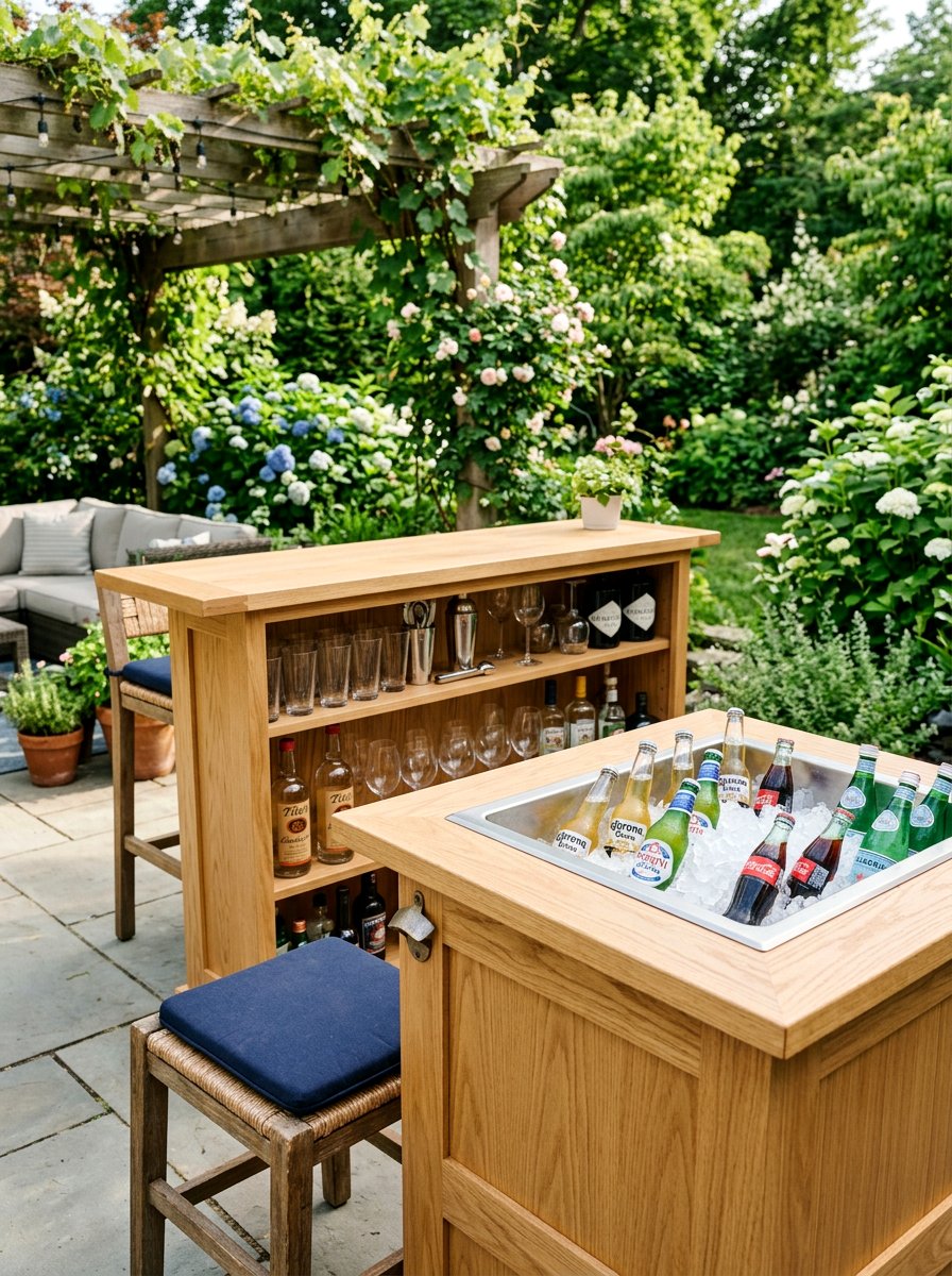 Bar With Built In Cooler - 25 Pallet Outdoor Bar Ideas