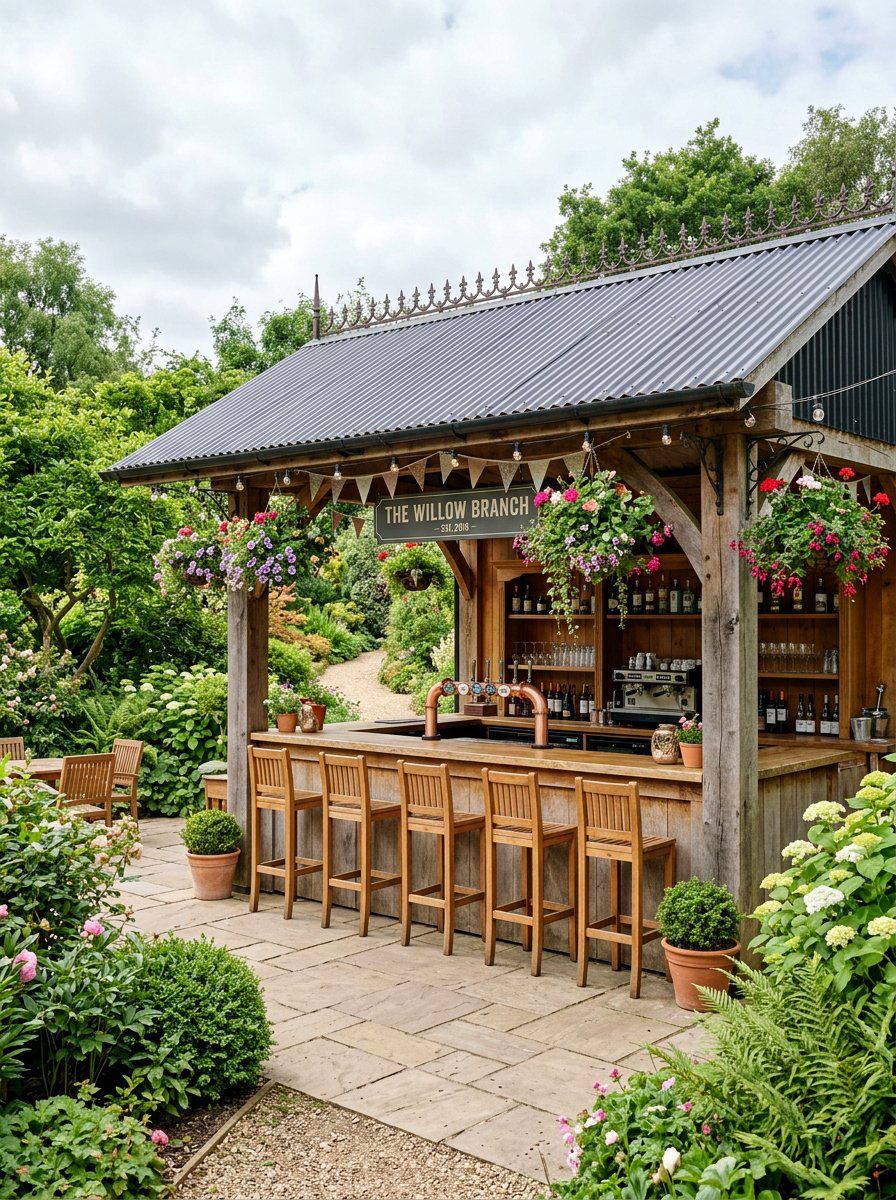 Bar With Overhead Roof - 25 Pallet Outdoor Bar Ideas