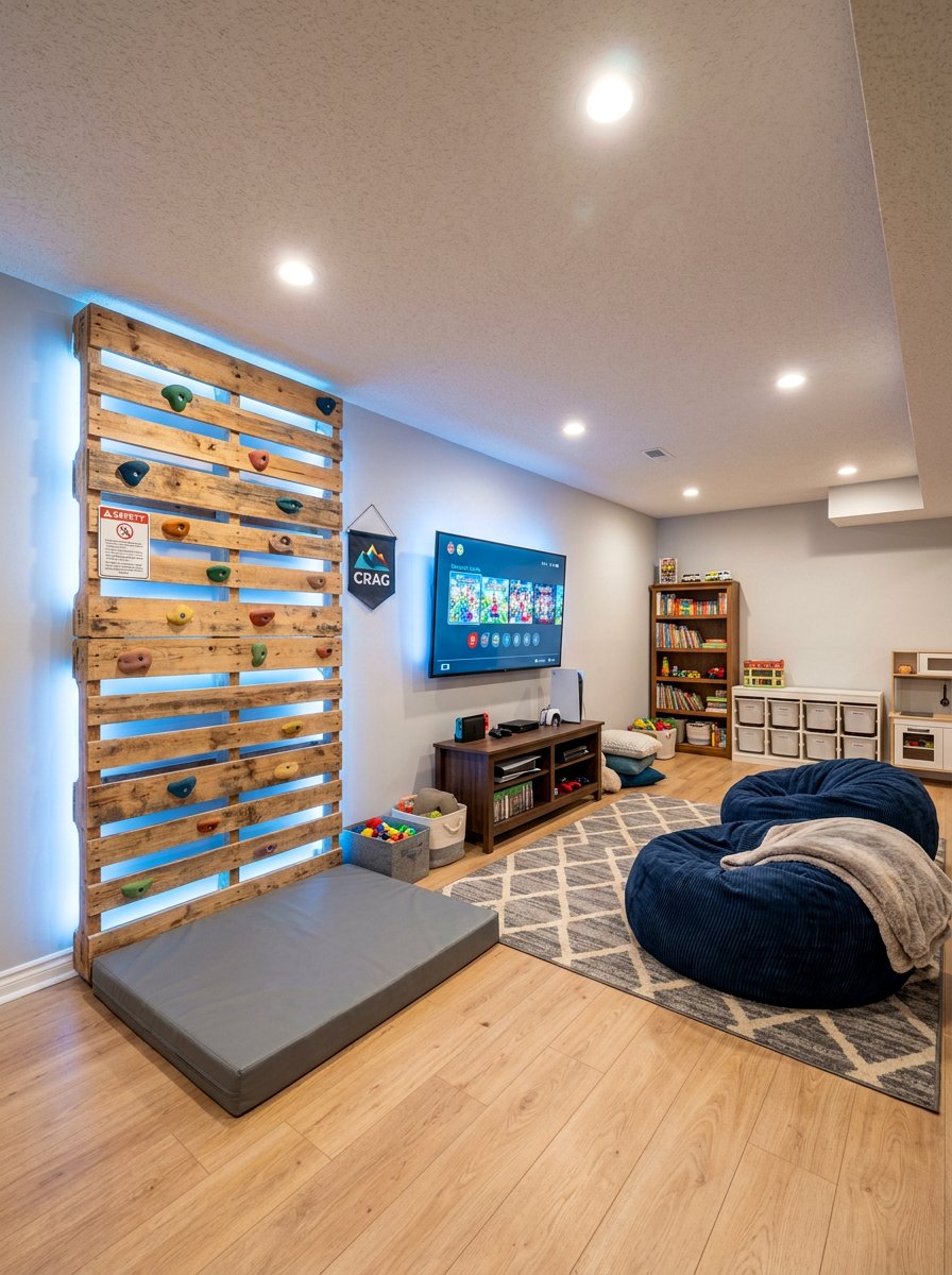 Basement Play Area - 25 Pallet Climbing Wall for Kids Ideas