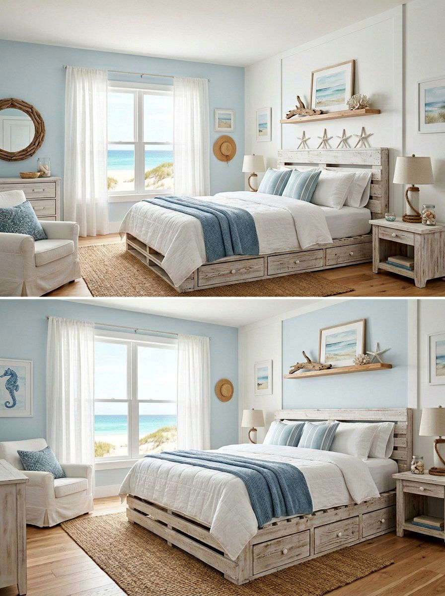 Beach Style Pallet Bed Storage - 25 Pallet bed ideas with storage underneath