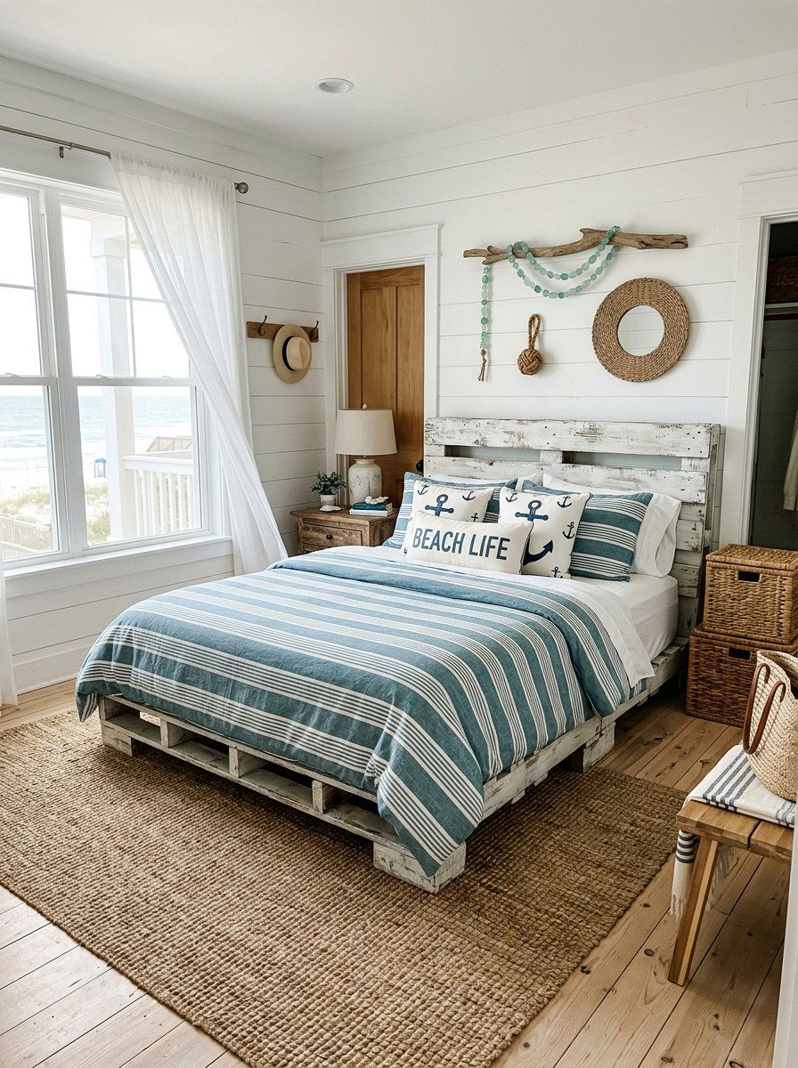 Beach house pallet bed idea - 25 Pallet bed ideas for guest room