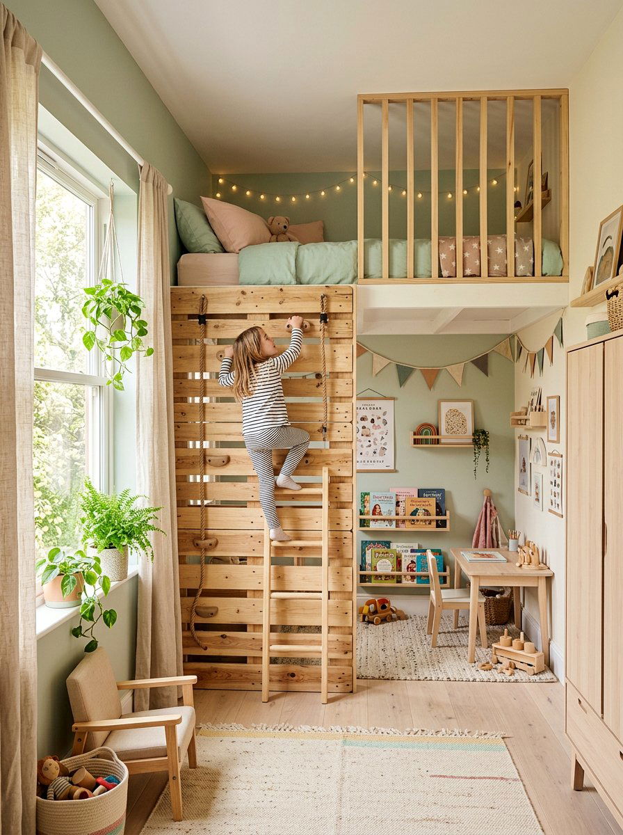 Bedroom Climbing Structure - 25 Pallet Climbing Wall for Kids Ideas