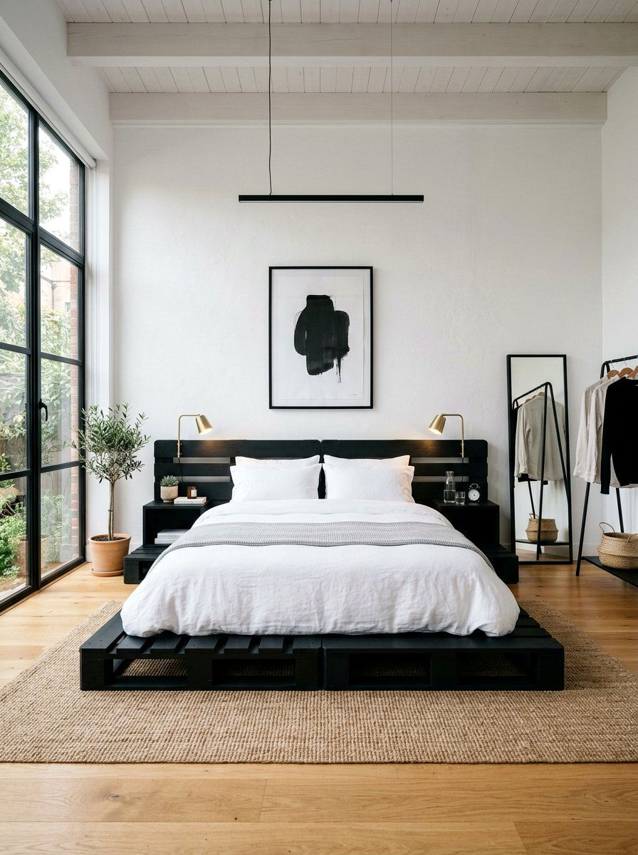 Black Pallet Bed - 25 Minimalist pallet bed ideas