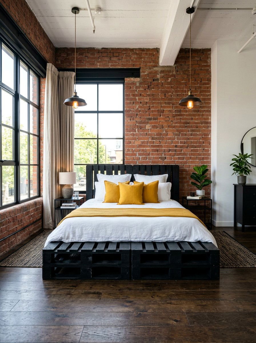 Black double pallet bed - 25 Double pallet bed ideas