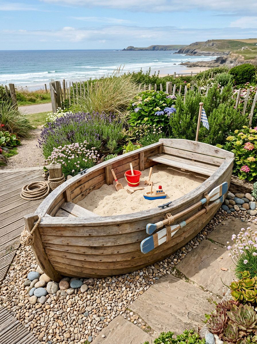 Boat Shaped Pallet Sandbox - 25 Pallet Sandbox for Kids Ideas