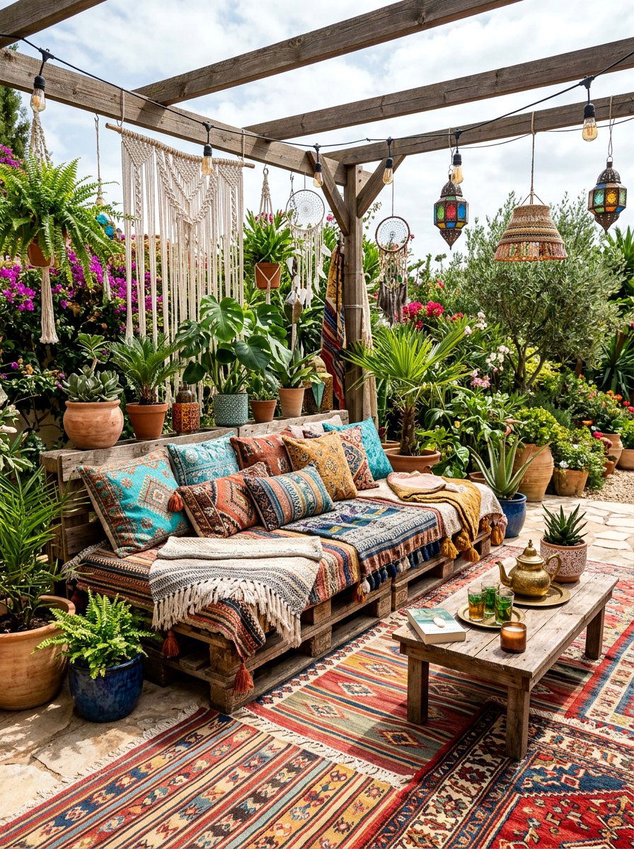 Bohemian outdoor styling - 25 Outdoor pallet daybed ideas