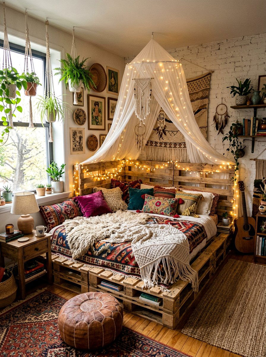Bohemian pallet bed