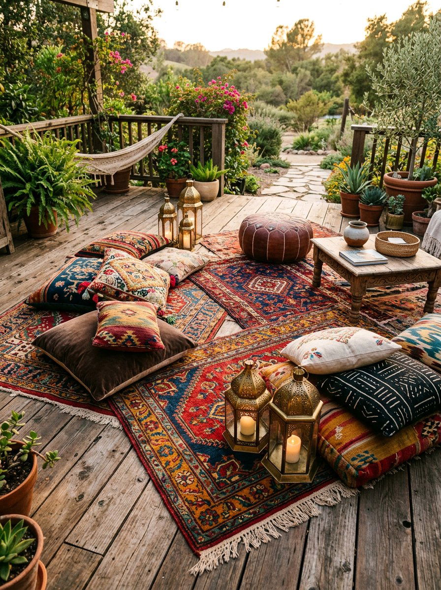 Boho Outdoor Wood Floor - 25 Pallet Patio Flooring Ideas