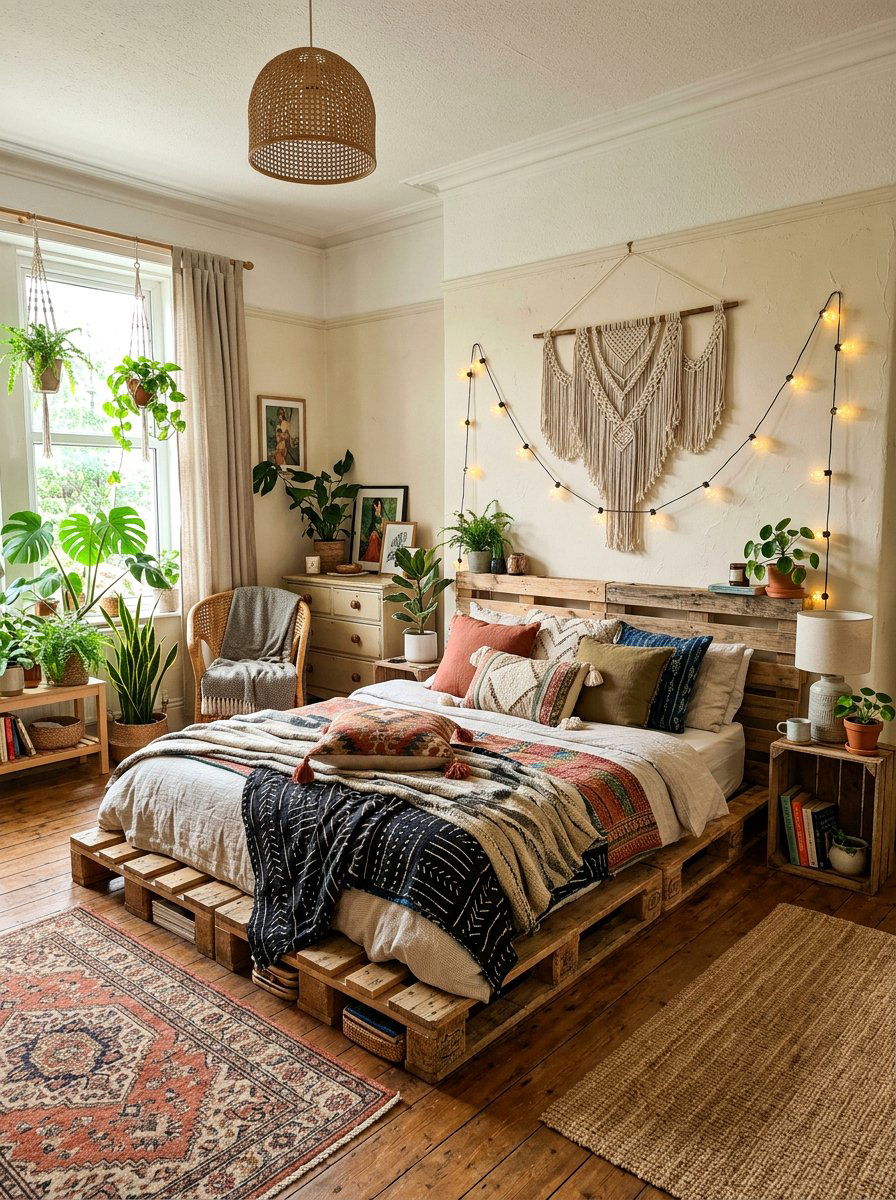 Boho Pallet Bed - 25 pallet bed ideas
