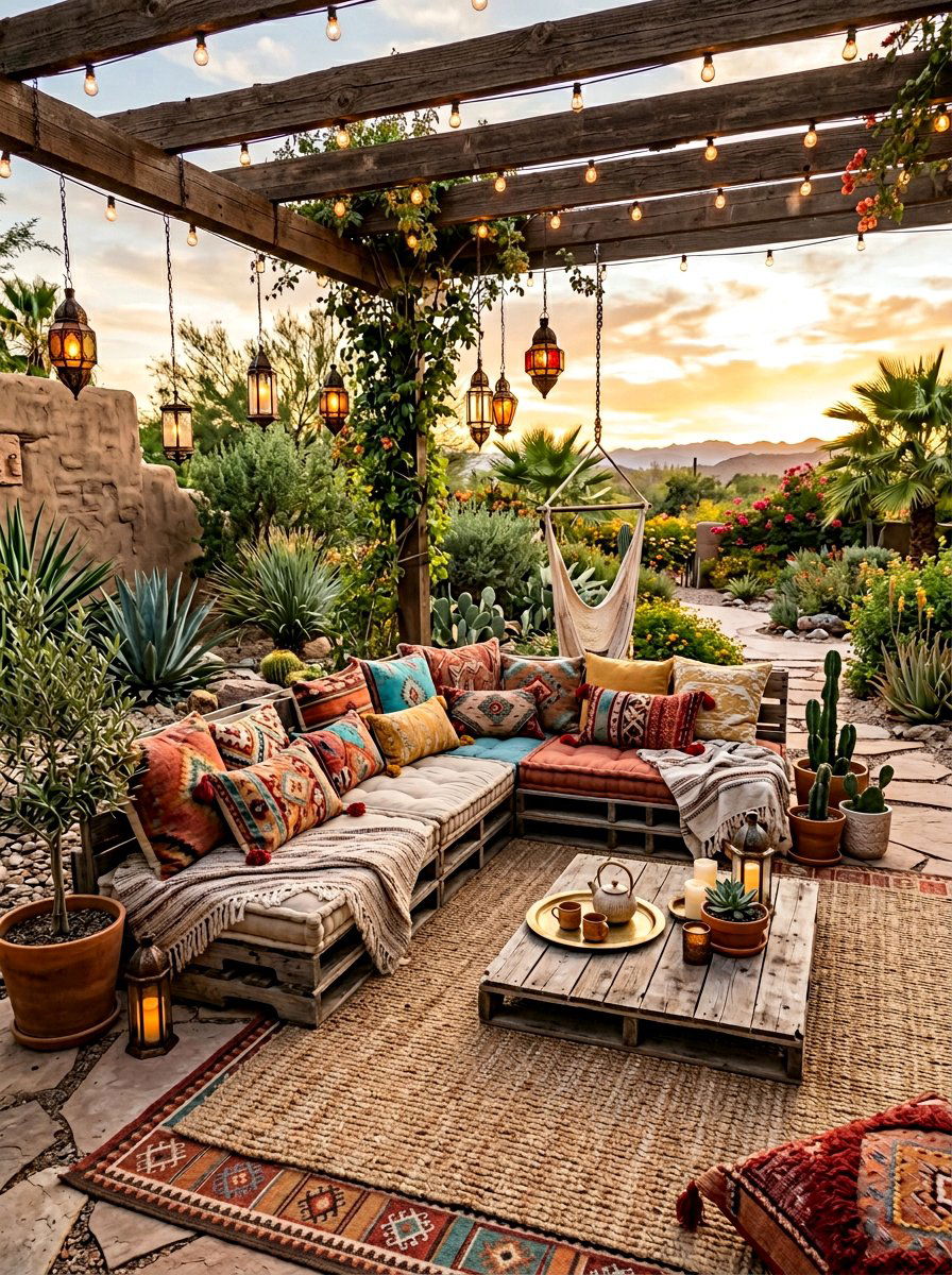 Boho Pallet Floor Seating - 25 Pallet Lounge Chair Ideas