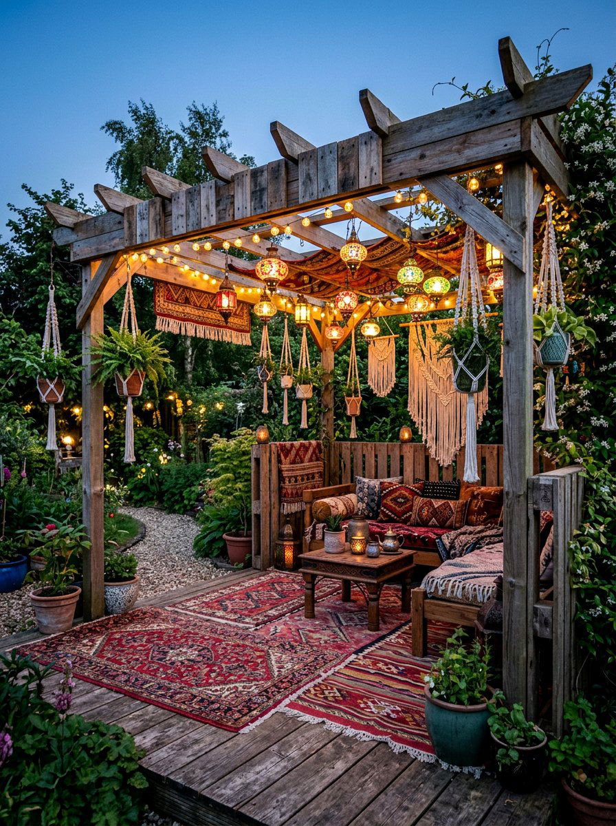 Boho Pallet Pergola - 25 Pallet Pergola Ideas
