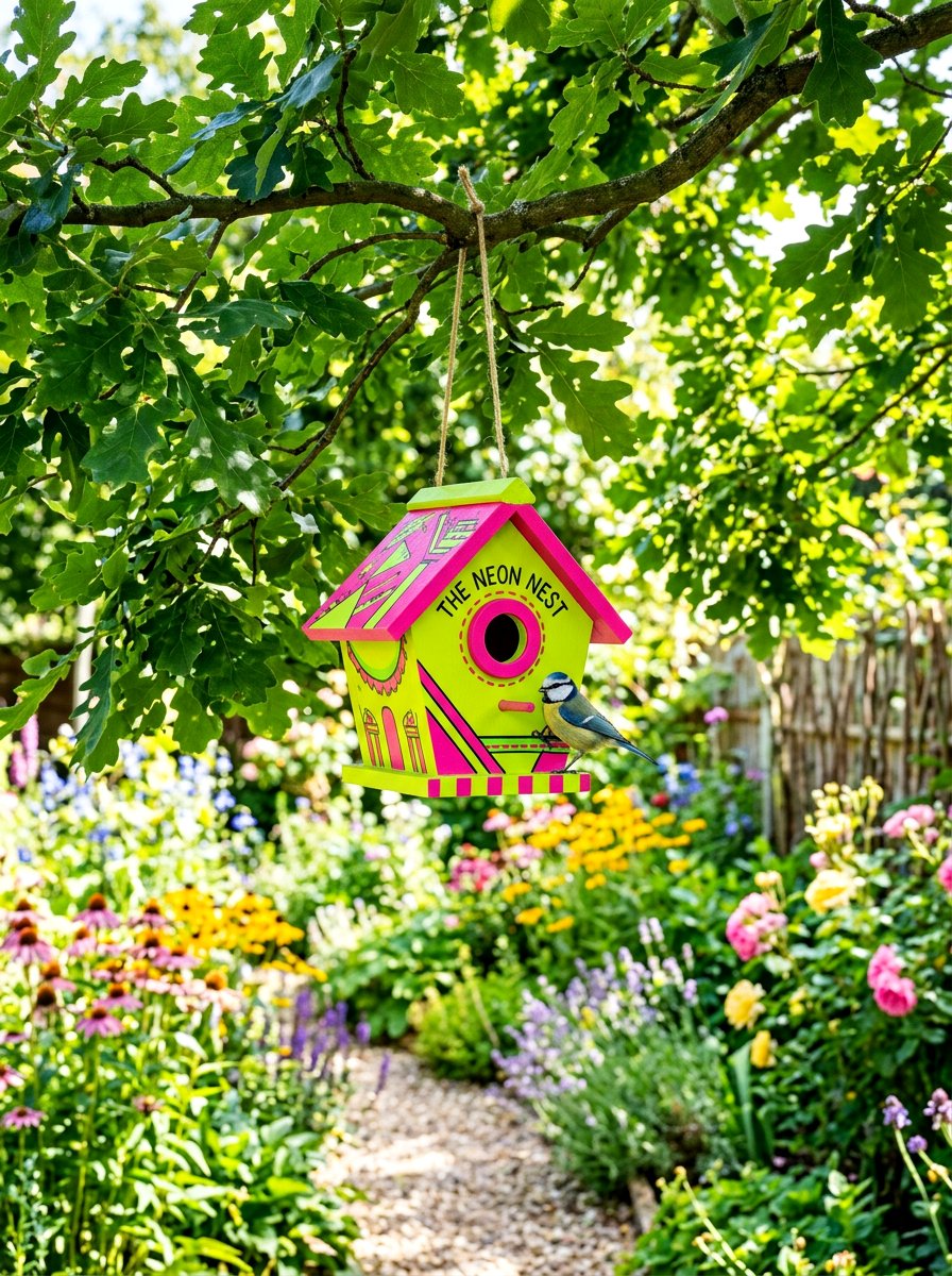 Bright Neon Birdhouse - 25 birdhouse painting ideas