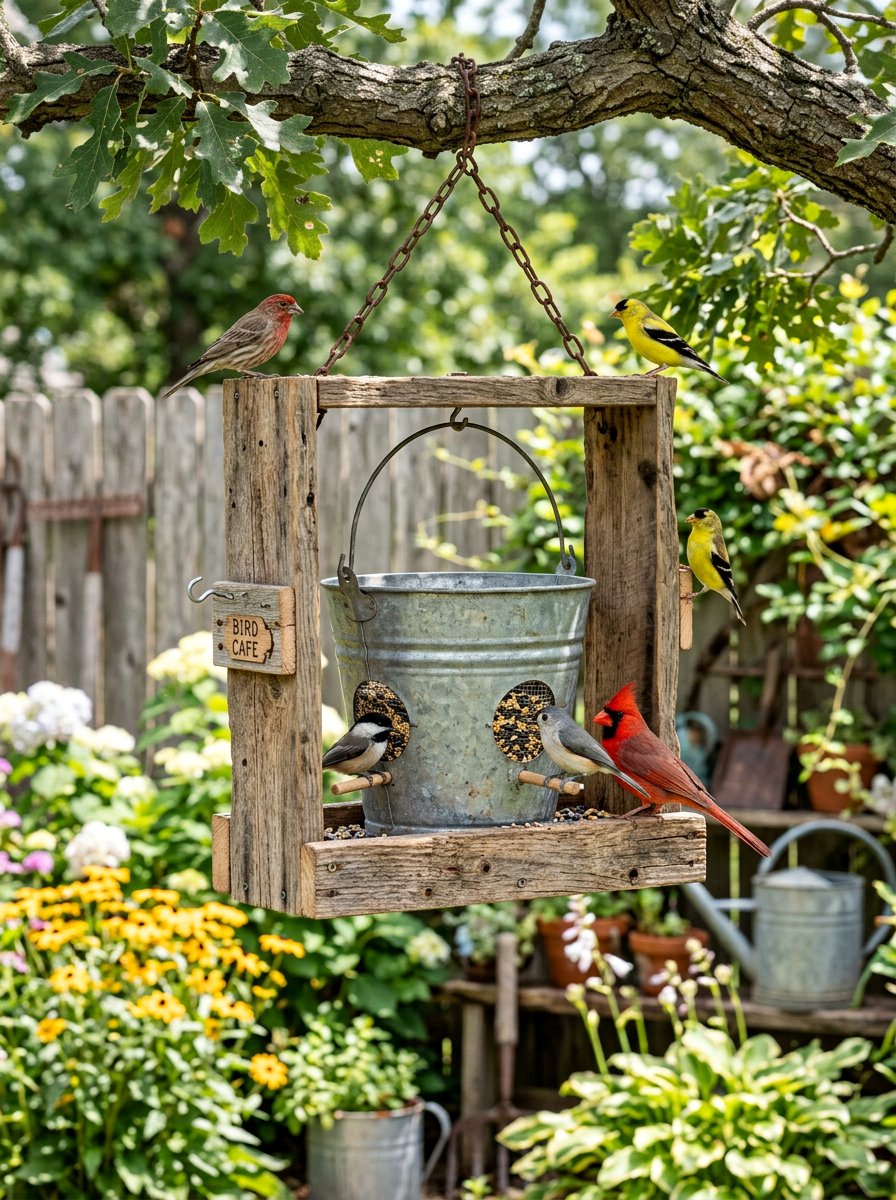 Bucket Bird Feeder - 25 Pallet Bird Feeder Ideas