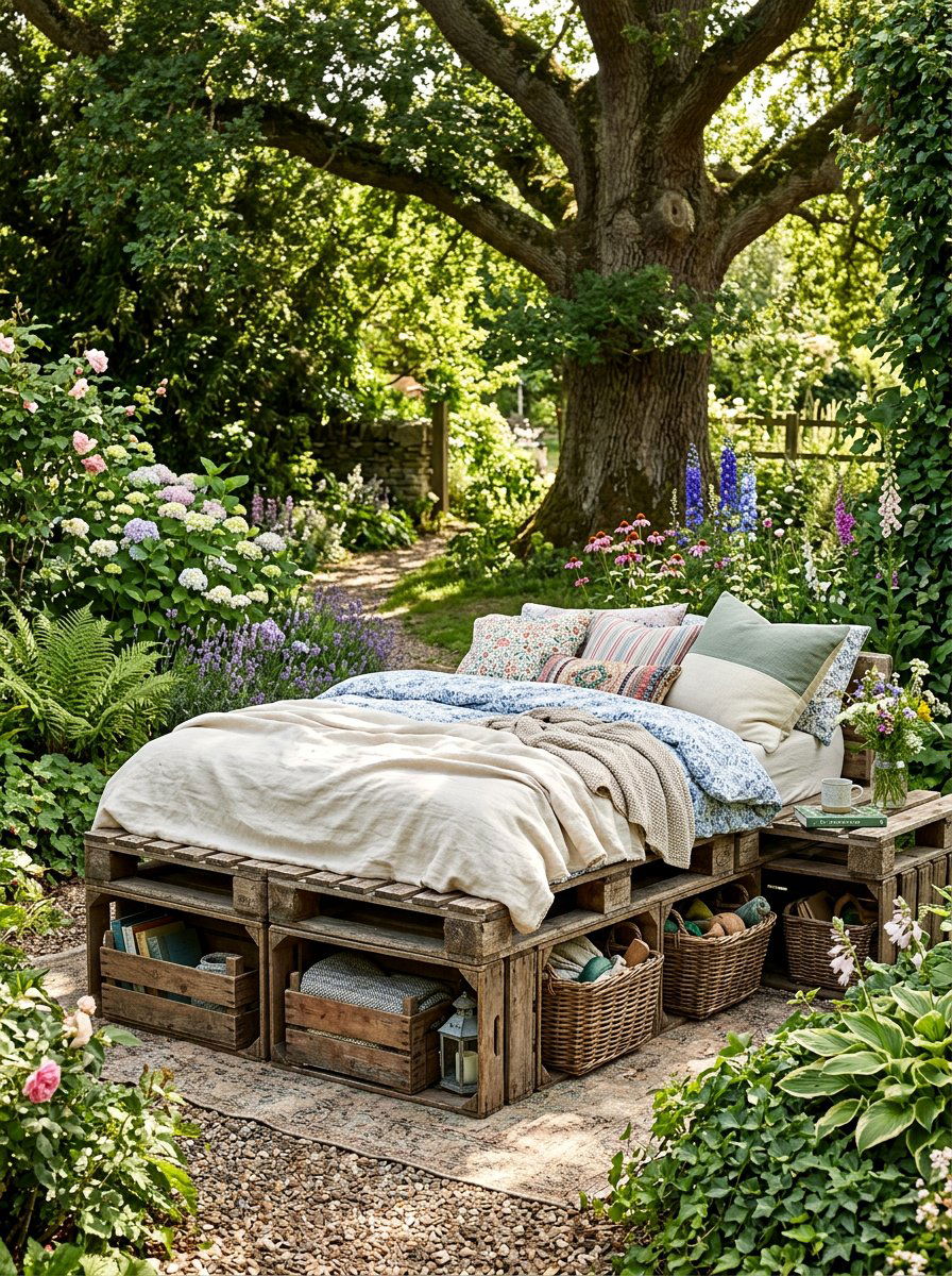 Build pallet storage bed - 25 Pallet storage bed frame ideas