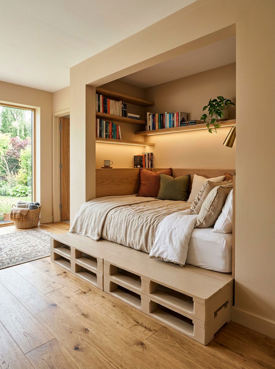 Built In Pallet Reading Nook Bed - 25 Pallet reading nook bed ideas