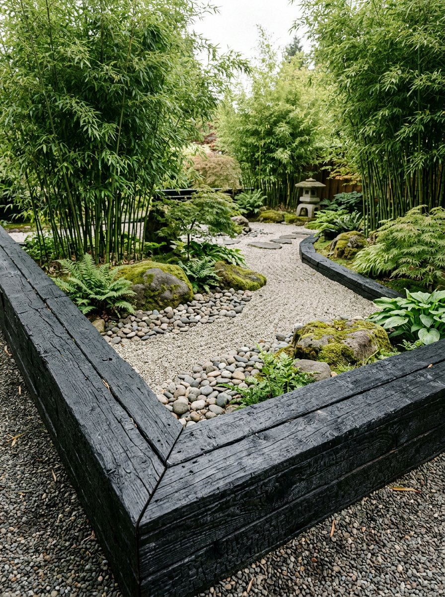 Burnt Wood Garden Edging - 25 Pallet Garden Edging Ideas