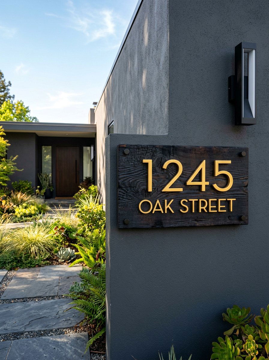 Burnt Wood Pallet Address Sign - 25 Pallet Address Number Plaque Ideas