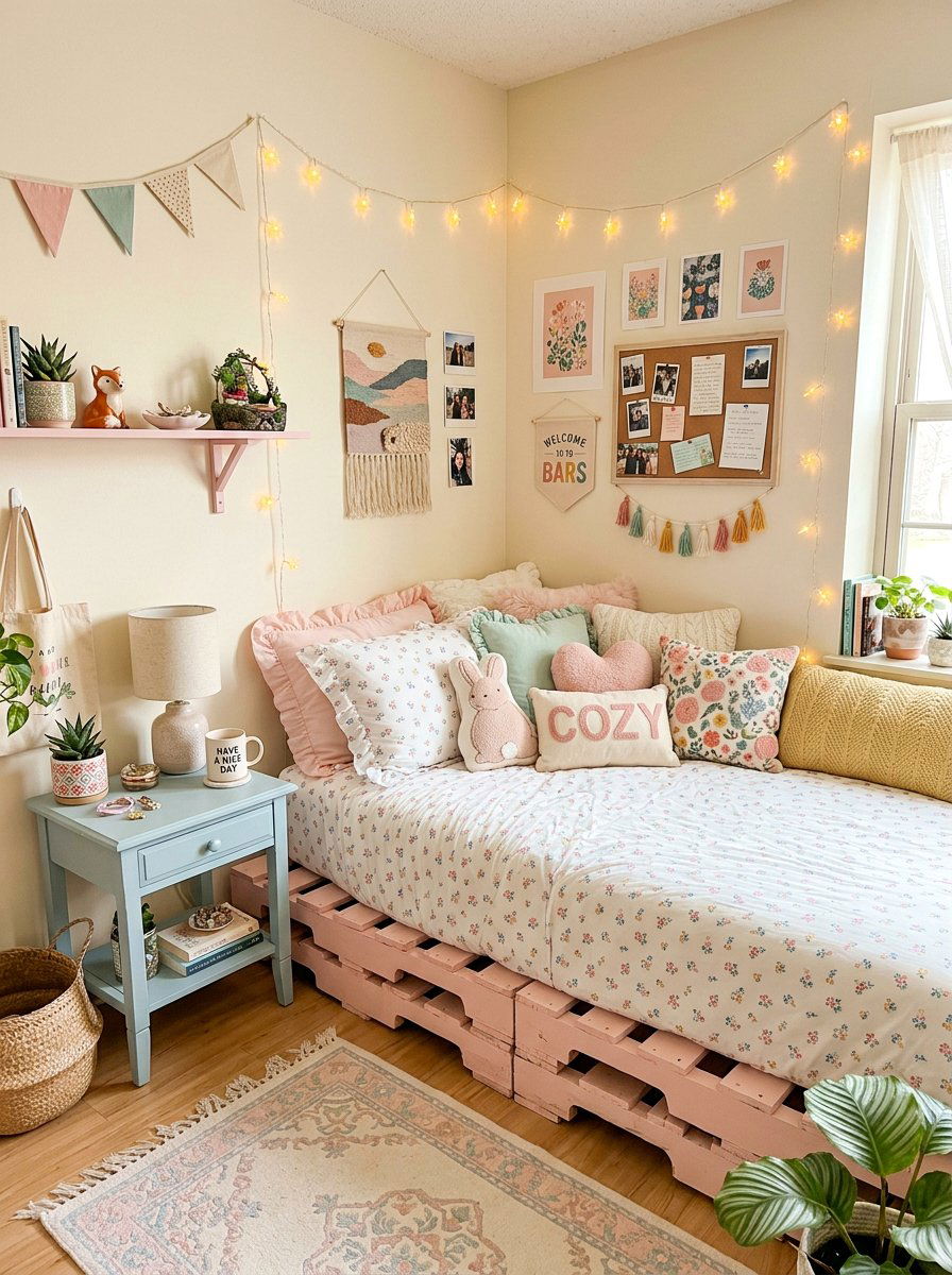 CUTE PALLET BED DORM DECOR - 25 Pallet bed ideas for college dorm