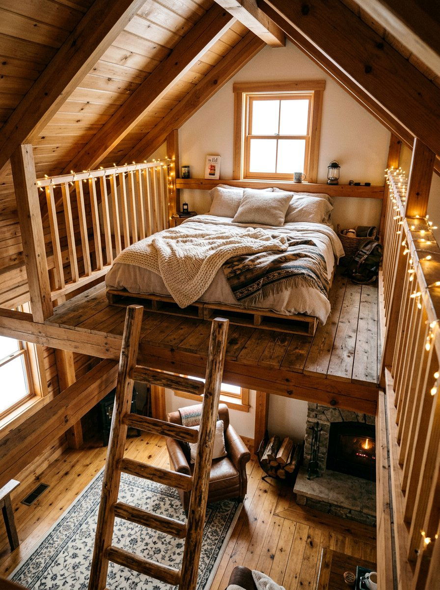 Cabin Loft Bedroom - 25 Pallet bed ideas for cabin