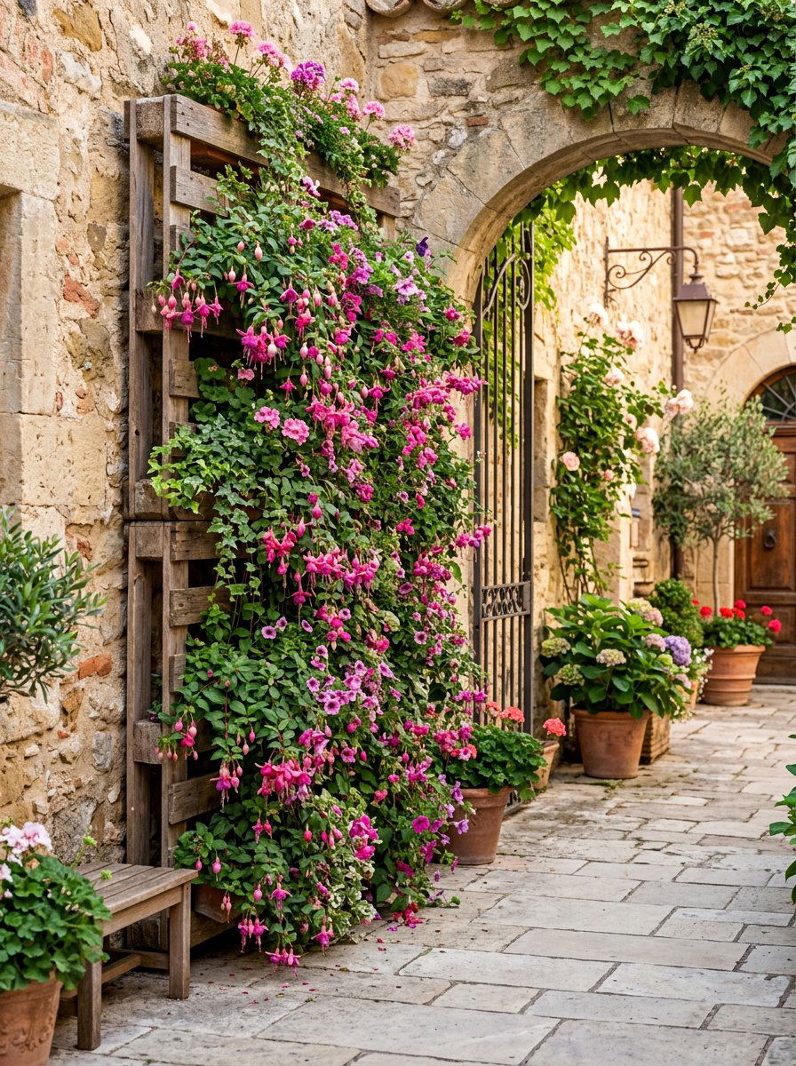 Cascade flower pallet display - 25 Pallet Hanging Planter Ideas