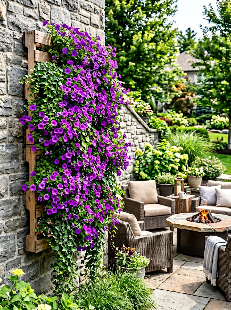 Cascading Flower Wall - 25 Pallet Wall Planter Ideas