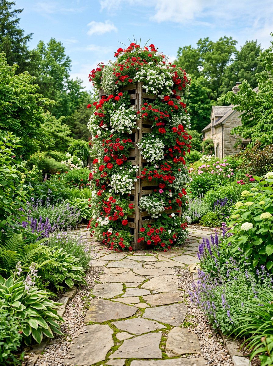 Cascading Pallet Flower Tower - 25 Pallet Planter Box Ideas