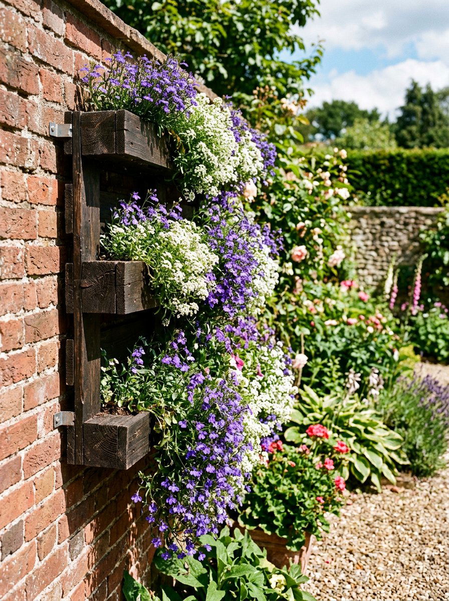 Cascading flower pallet box - 25 Pallet Window Box Planter Ideas