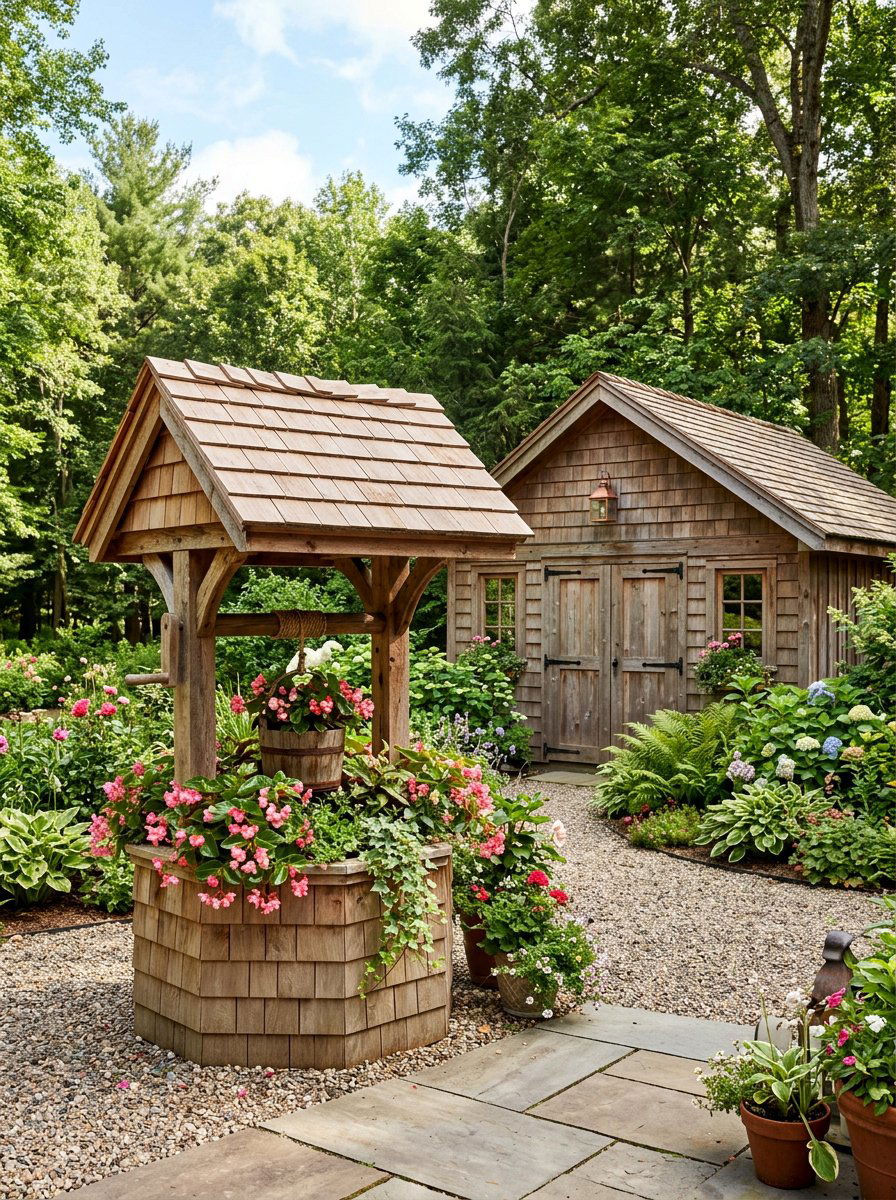 Cedar Roof Wishing Well - 25 Pallet Wishing Well Planter Ideas