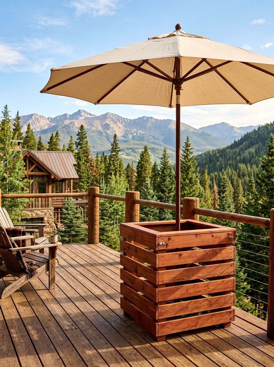 Cedar Stained Pallet - 25 Pallet Umbrella Stand Ideas