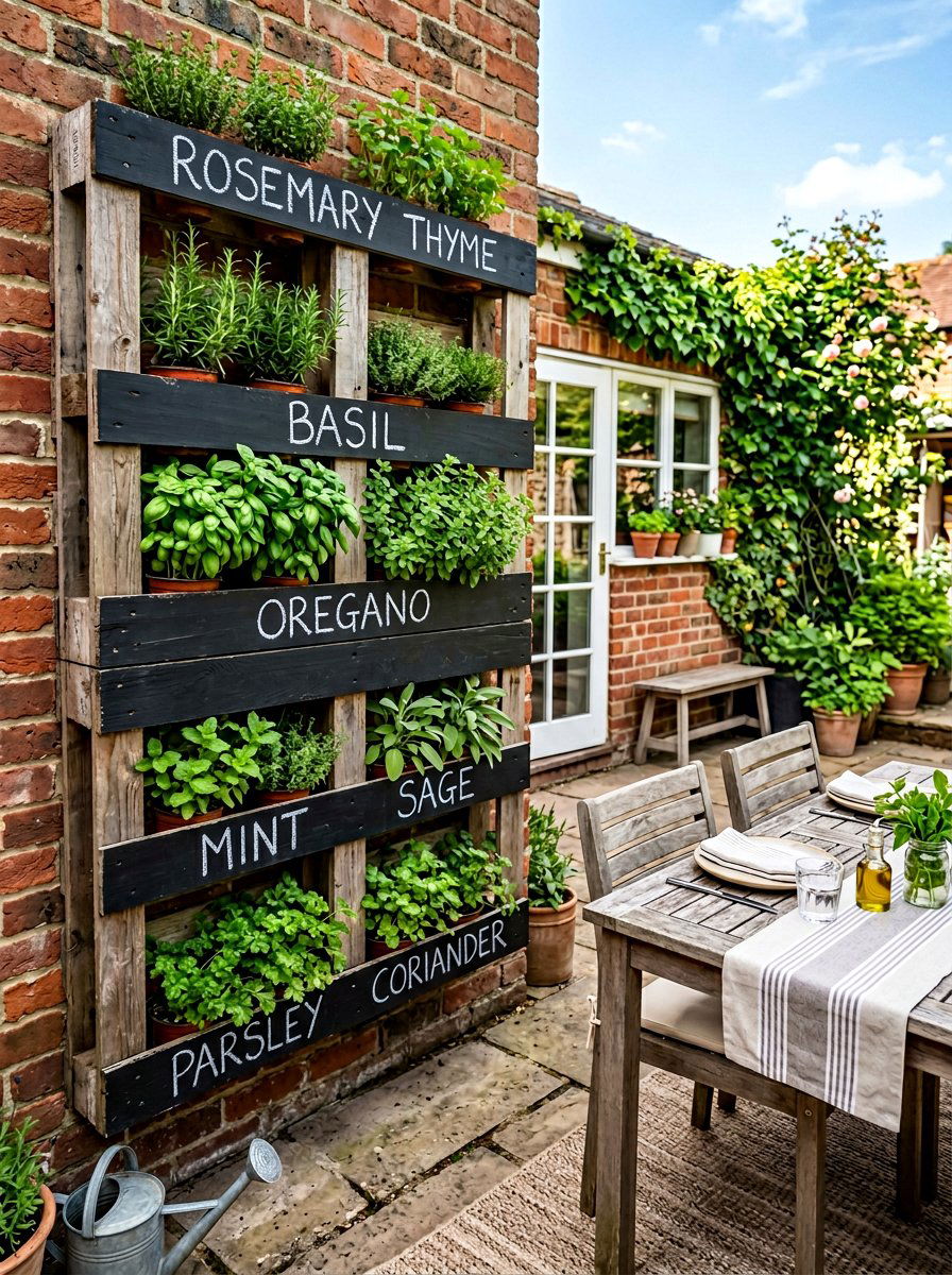 Chalkboard Label Herb Wall - 25 Pallet Wall Planter Ideas