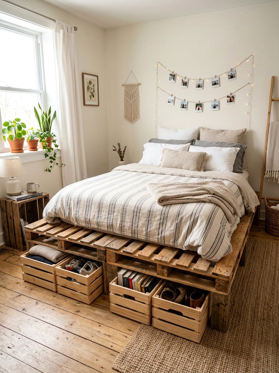 Cheap Pallet Bed with Storage - 25 Pallet bed ideas with crate storage