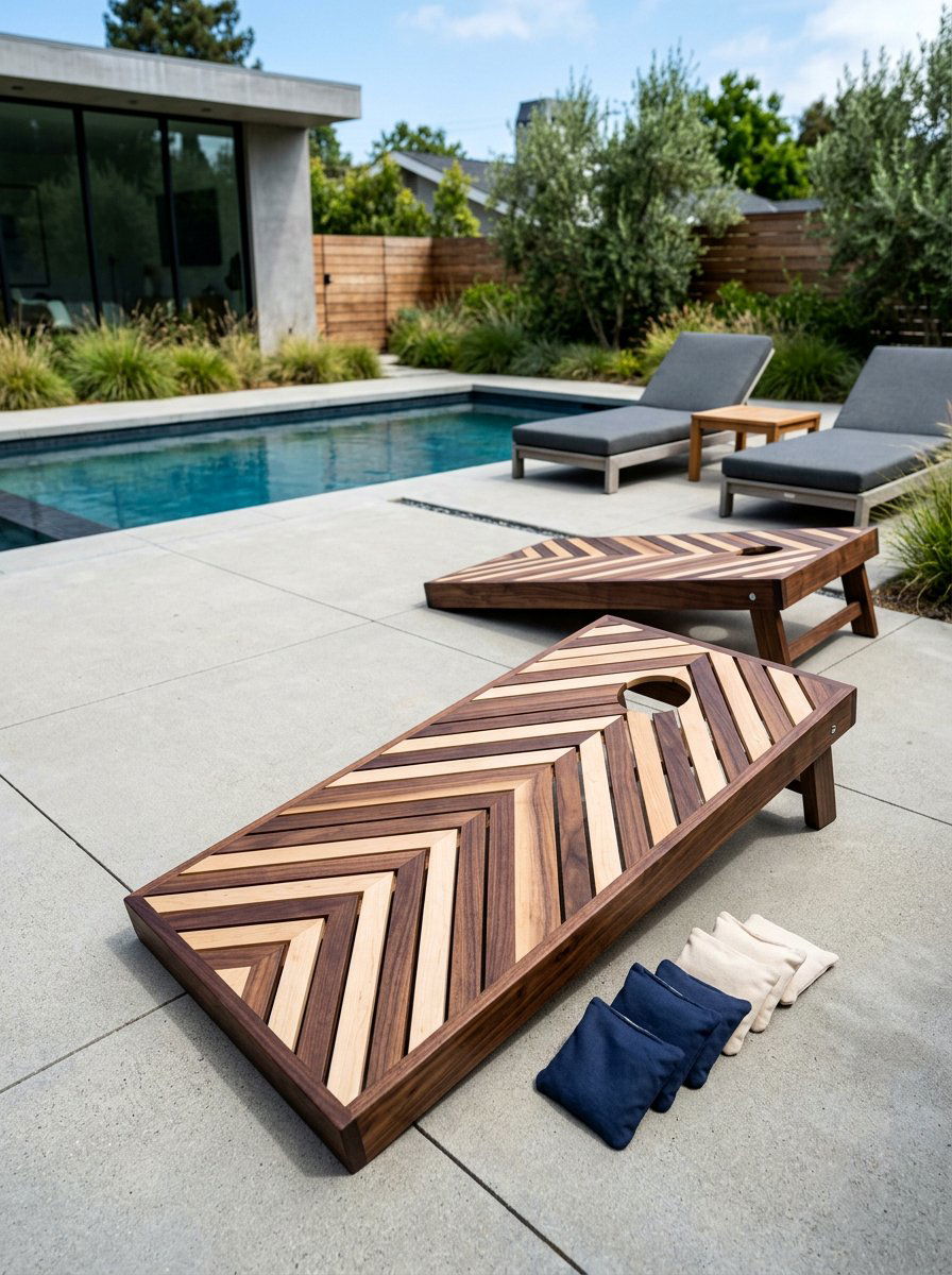 Chevron Pattern Pallet Cornhole - 25 Pallet Cornhole Game Board Ideas