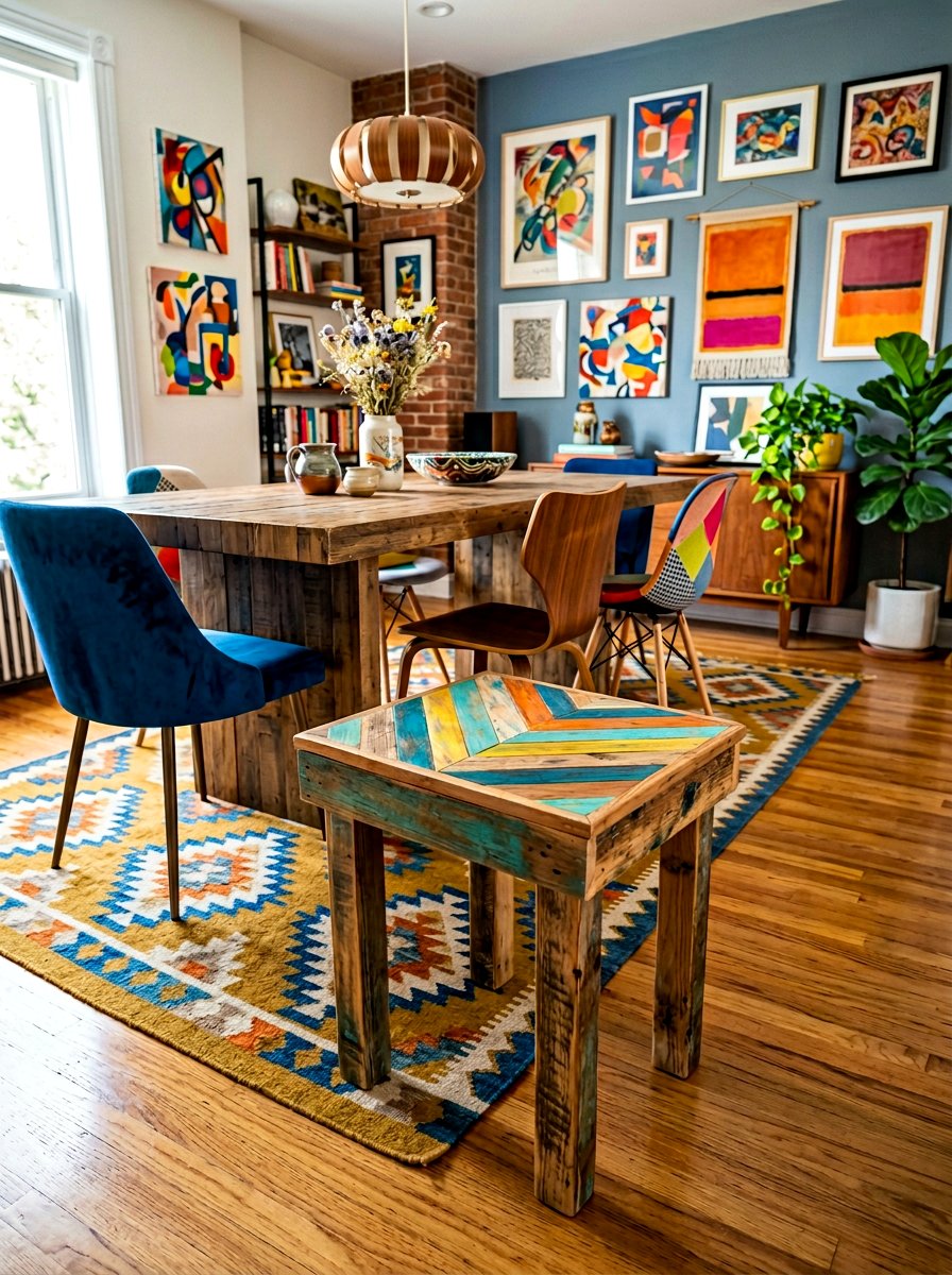 Chevron Pattern Pallet Stool - 25 Pallet Bar Stools Ideas