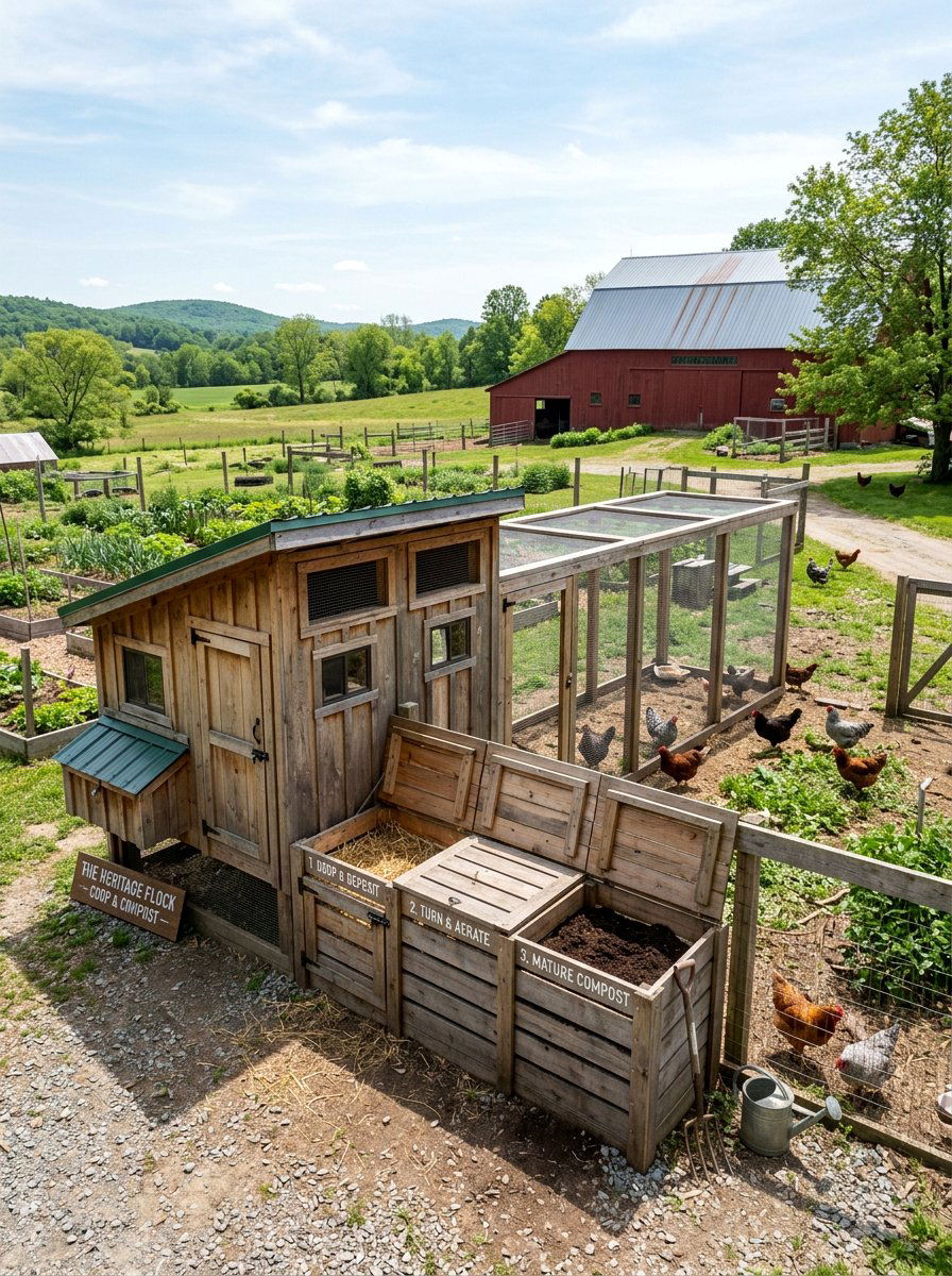 Chicken coop integrated bin - 25 Pallet Compost Bin Ideas