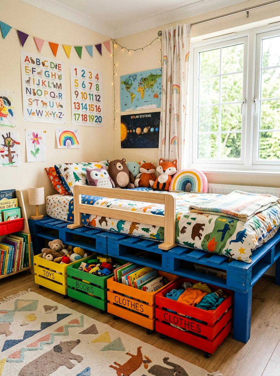 Childrens Pallet Bed Crates - 25 Pallet bed ideas with crate storage