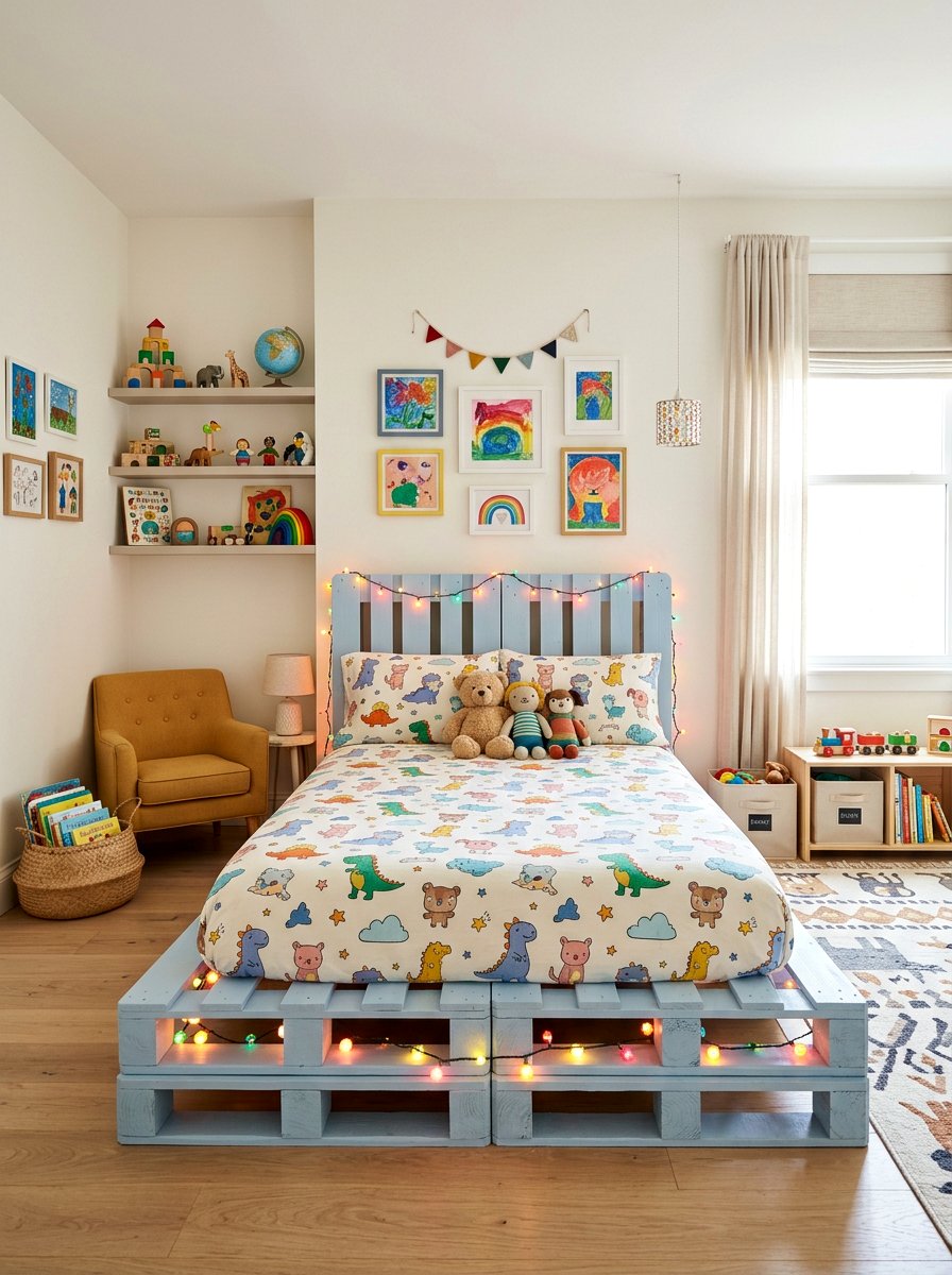 Childrens Pallet Bed With Fairy Lights - 25 Pallet bed ideas with fairy lights