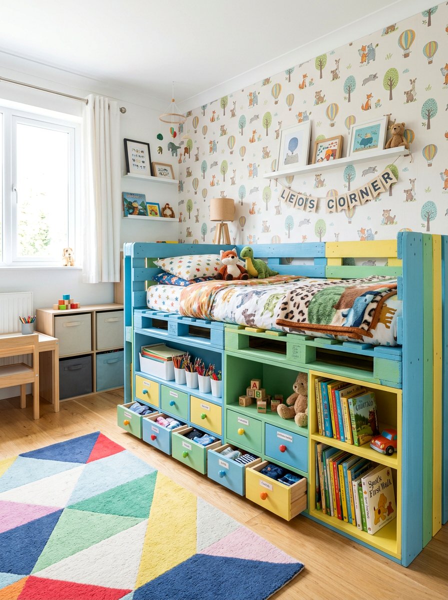 Childrens pallet bed storage - 25 Pallet bed ideas with built-in storage