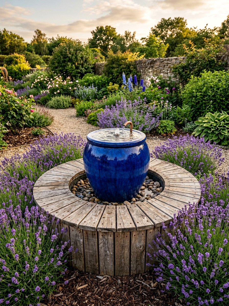 Circular Pallet Fountain Stand - 25 Pallet Water Fountain Base Ideas
