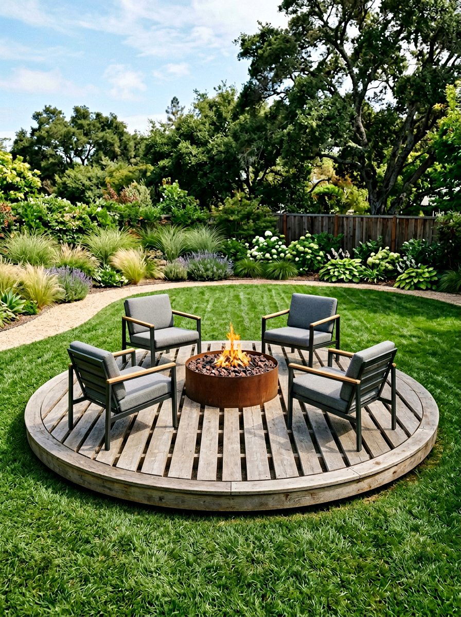 Circular Pallet Wood Deck - 25 Pallet Fire Pit Surround Ideas