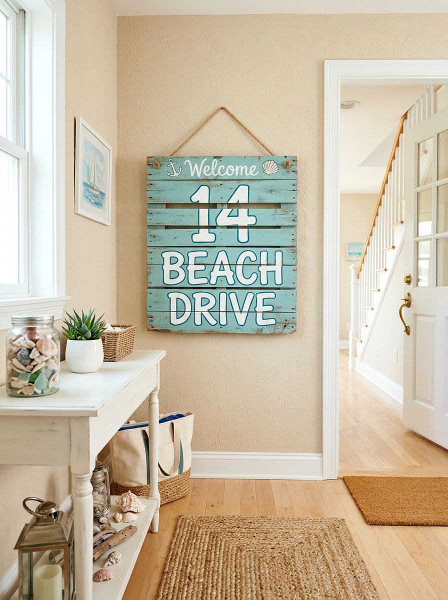 Coastal Blue Pallet Sign - 25 Pallet Address Number Plaque Ideas