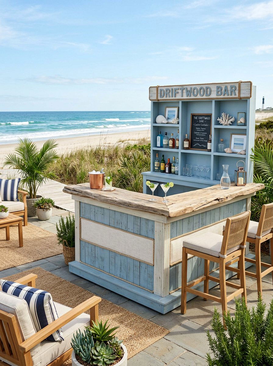 Coastal Pallet Bar - 25 Pallet Tiki Bar Ideas