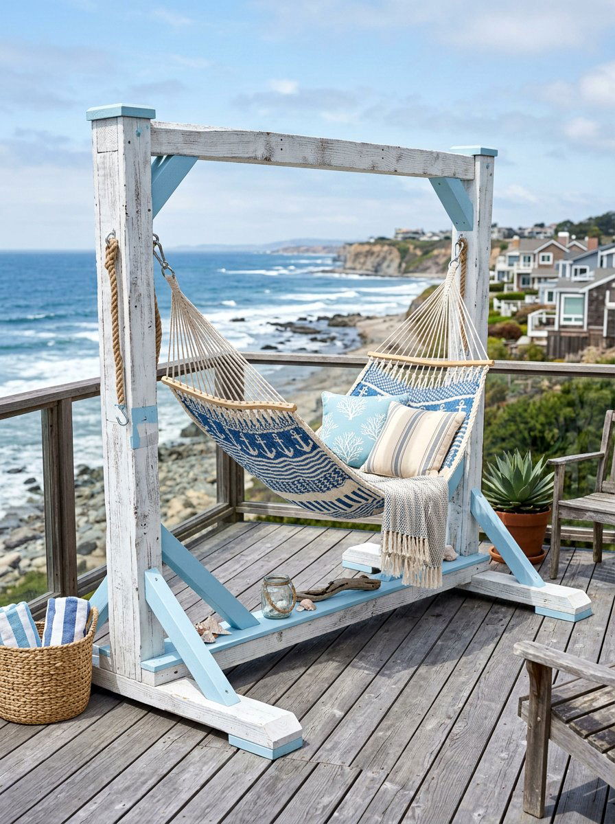 Coastal Style Pallet Stand - 25 Pallet Hammock Stand Ideas