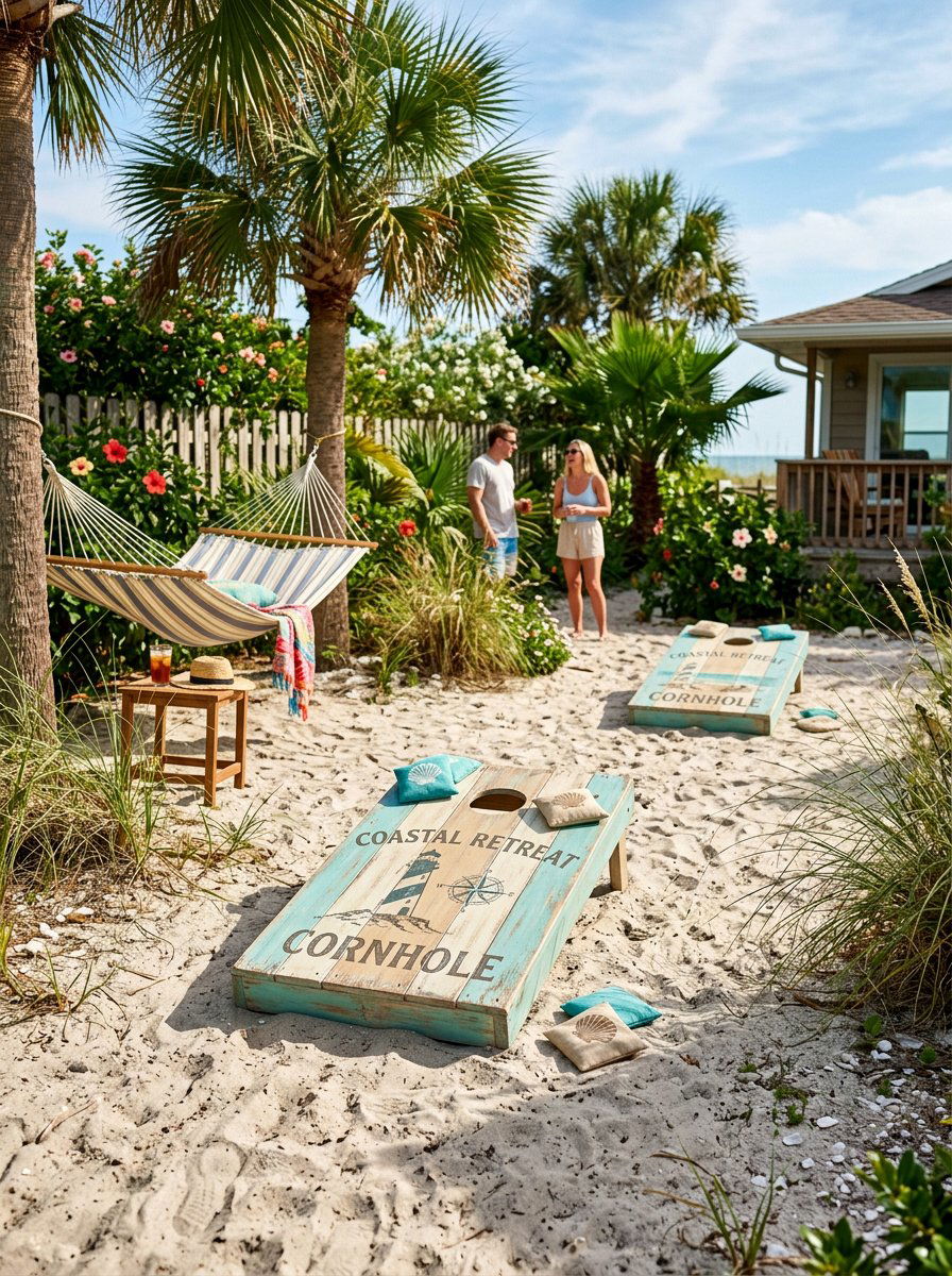 Coastal Theme Pallet Cornhole - 25 Pallet Cornhole Game Board Ideas