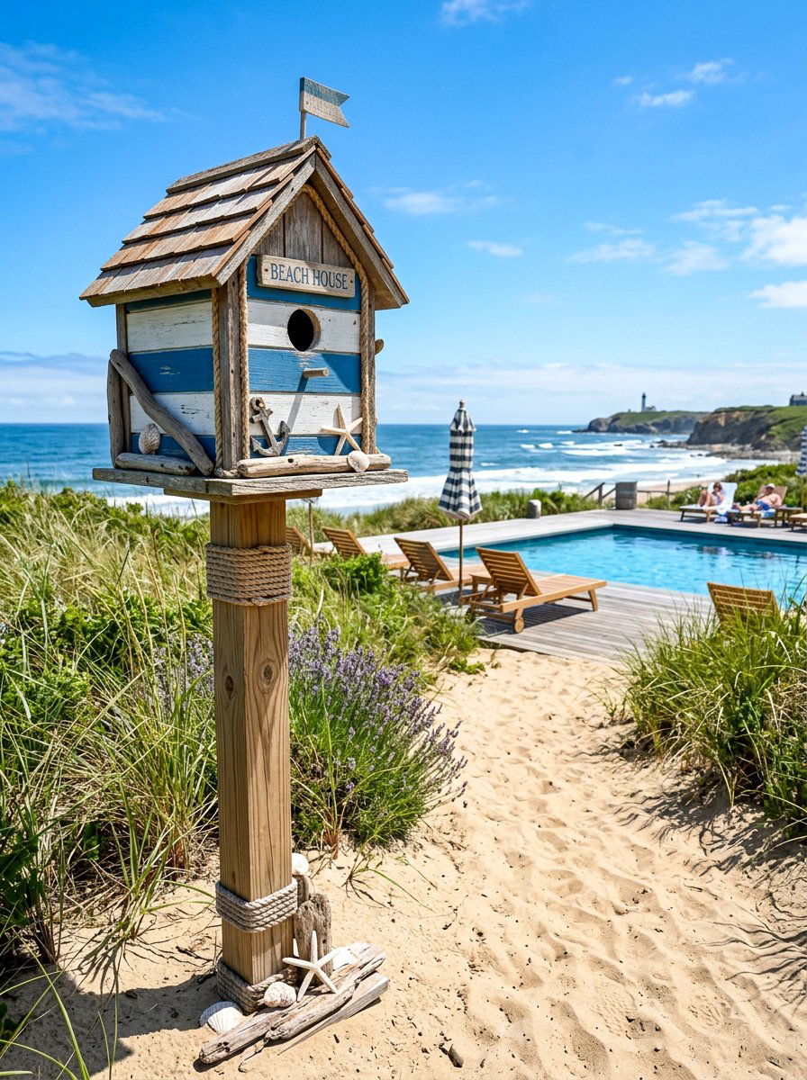 Coastal beach birdhouse - 25 colorful birdhouse ideas