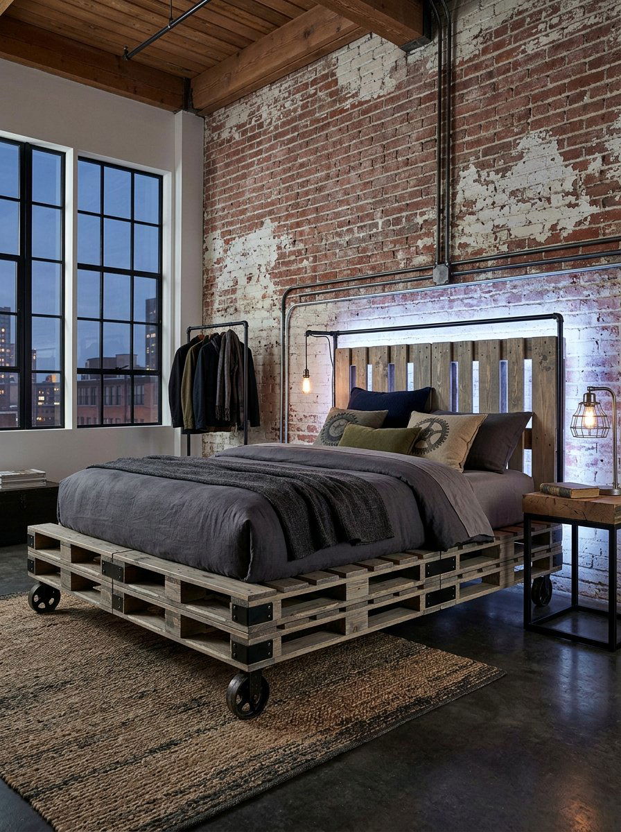 Colorful Pallet Bed - 25 Pallet bed frame with LED strip ideas